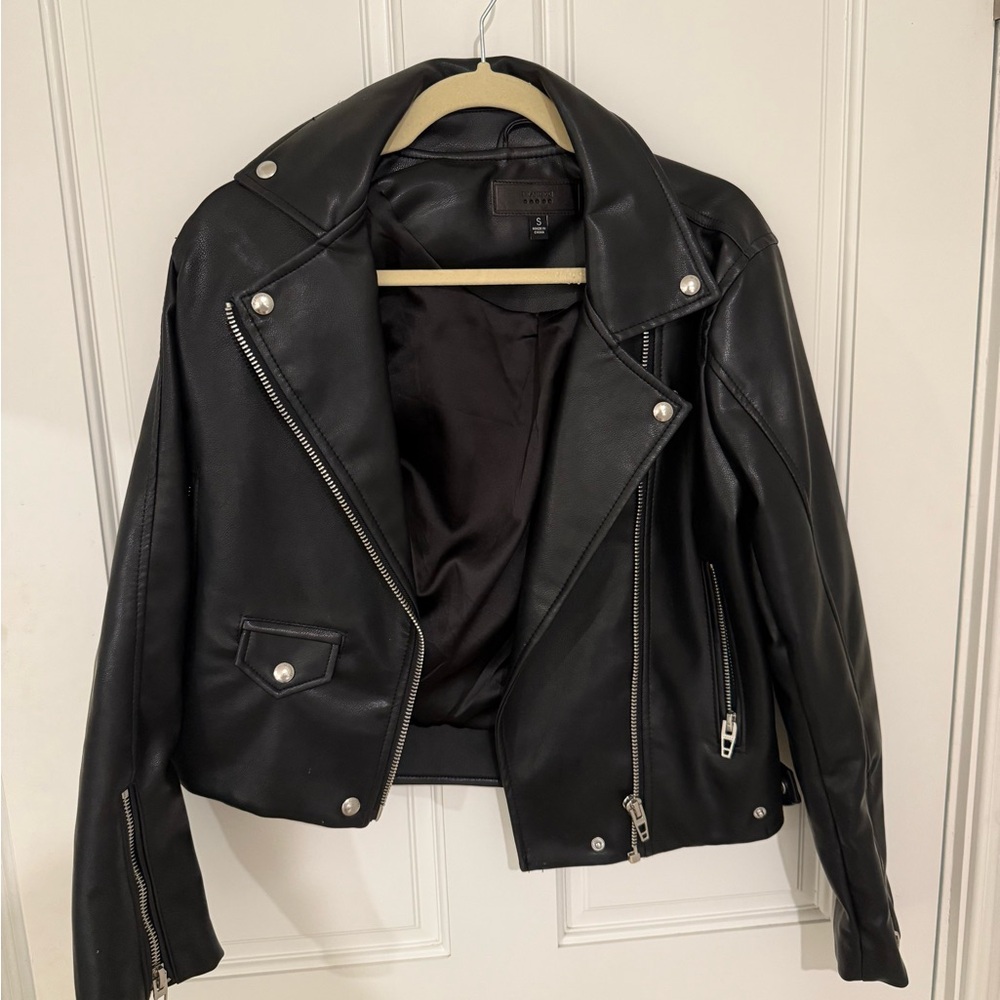 Blank NYC Black Leather Moto Jacket Asymmetrical Design